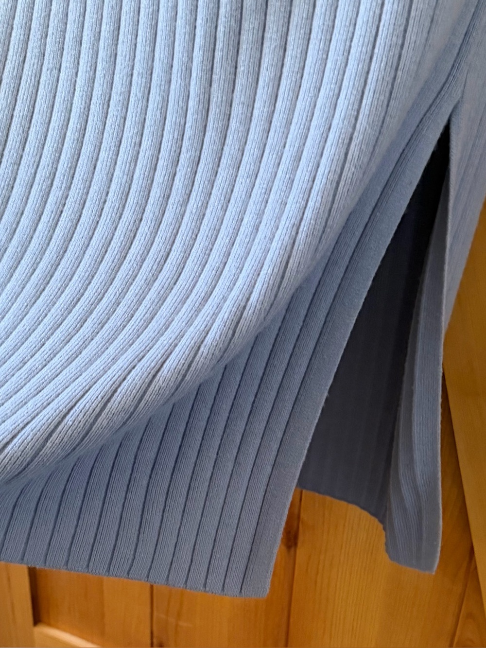 Vintage 90s Christian Lacroix Periwinkle Ribbed Knit Midi Skirt Y2K Minimalist L - Picture 8 of 13